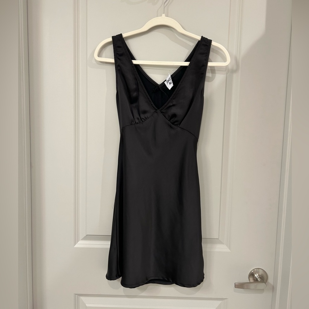 PRINCESS POLLY Black Silk Mini Dress